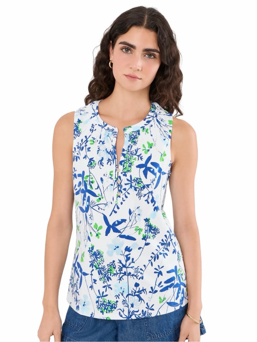 NWT Lilly Pulitzer Essie Knit Top Size L in Resort White Sea Blooms